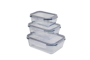 Set 3 vase pentru depozitare dreptunghiulare (380 cc + 640 cc + 1040 cc), borart Thumbnail 3