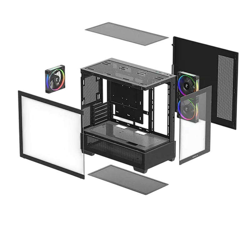 Carcasă pc deepcool cg380 3f, mini-tower, fără psu, negru 2
