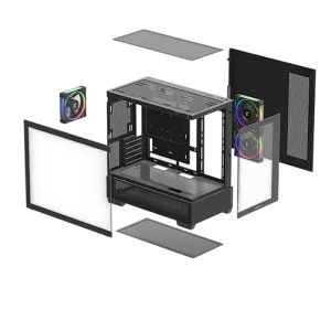 Carcasă pc deepcool cg380 3f, mini-tower, fără psu, negru Thumbnail 2