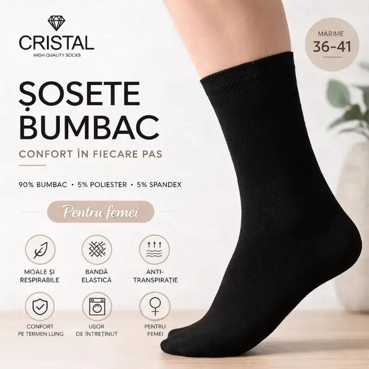 Șosete sport negre pentru femei 36-41 (yqm26-10) 2