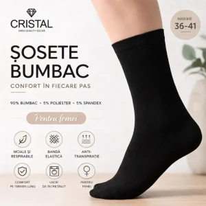 Șosete sport negre pentru femei 36-41 (yqm26-10)