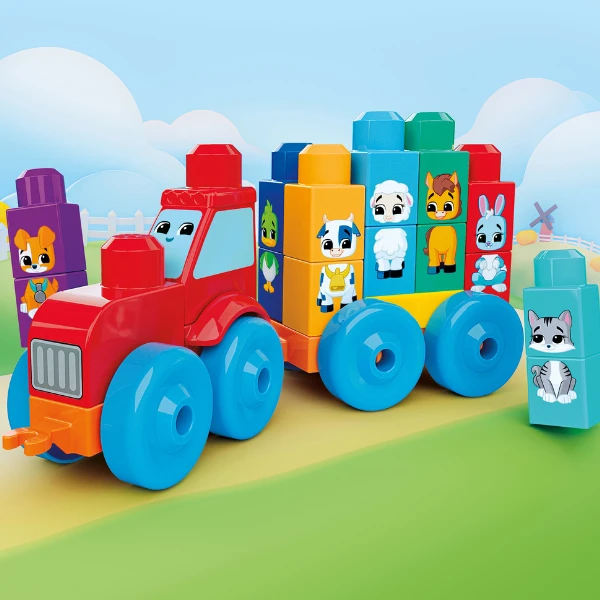 Set de construcție educativ „tractor cu animale” pentru copii mici 4