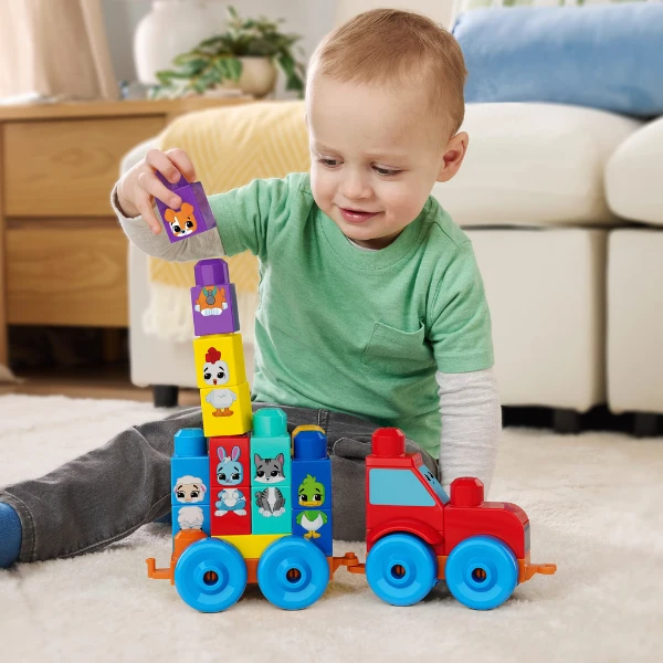 Set de construcție educativ „tractor cu animale” pentru copii mici 6