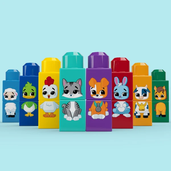 Set de construcție educativ „tractor cu animale” pentru copii mici 5