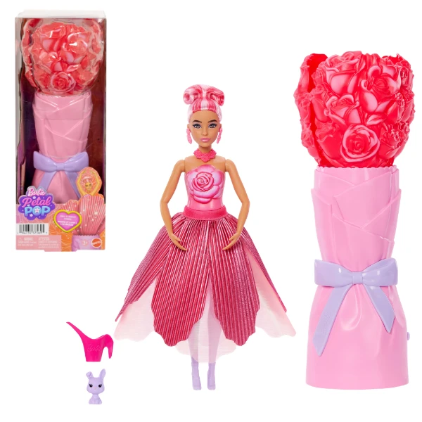 Păpușa barbie petal pop cu aromă de trandafir roșu 2