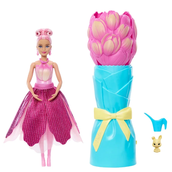 Păpușa barbie petal pop cu aromă de lalea roz 2