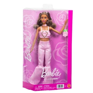 Păpușa barbie "fashionistă în top roz din denim și blugi evazați" Thumbnail 4