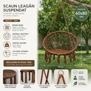 Scaun leagan suspendat 60x80cm cafeniu, (wjx-10) Thumbnail 2