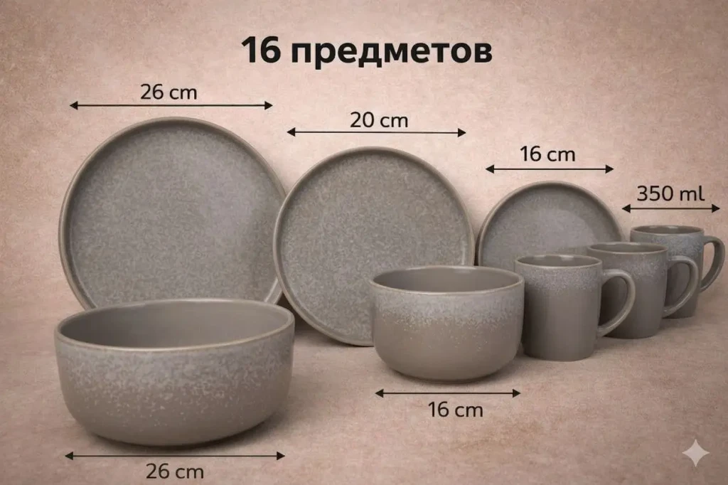 Набор посуды керамический granit, 16 предметов (s211--5 / pj-s16347) 2