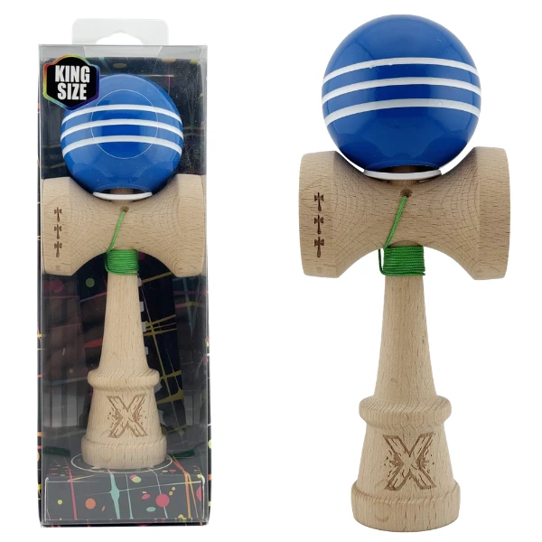 "kendama flippy x original", profesională, rulment metalic, ața 62/65 cm, ultra aderent, cupe mari, king size 7.5 х 6 х 18 cm, albastru-alb 2