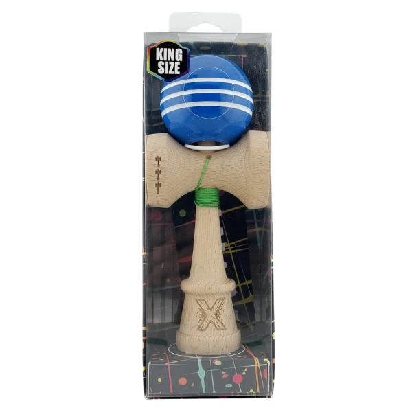 "kendama flippy x original", profesională, rulment metalic, ața 62/65 cm, ultra aderent, cupe mari, king size 7.5 х 6 х 18 cm, albastru-alb 4