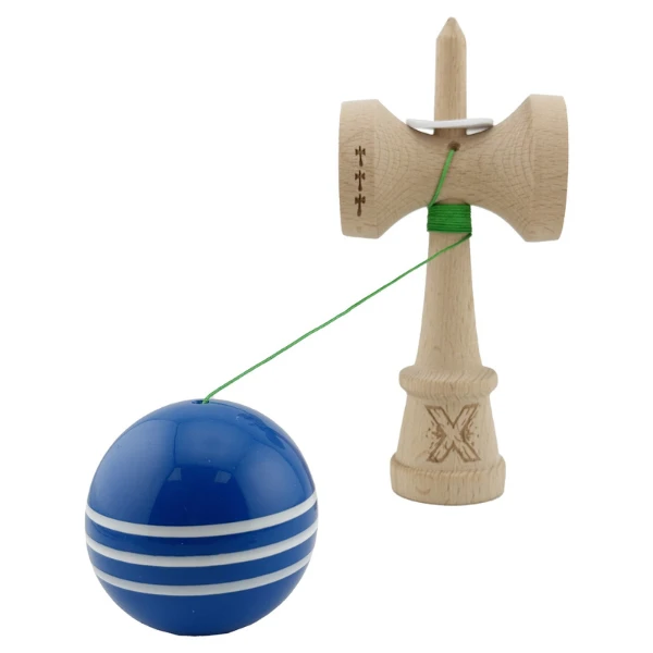"kendama flippy x original", profesională, rulment metalic, ața 62/65 cm, ultra aderent, cupe mari, king size 7.5 х 6 х 18 cm, albastru-alb 6