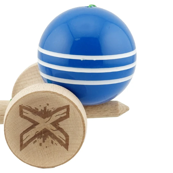 "kendama flippy x original", profesională, rulment metalic, ața 62/65 cm, ultra aderent, cupe mari, king size 7.5 х 6 х 18 cm, albastru-alb 8
