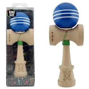 "kendama flippy x original", profesională, rulment metalic, ața 62/65 cm, ultra aderent, cupe mari, king size 7.5 х 6 х 18 cm, albastru-alb Thumbnail 2