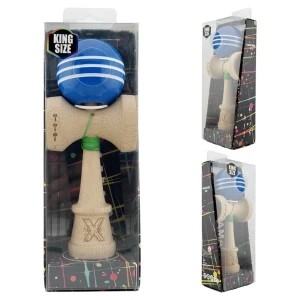 "kendama flippy x original", profesională, rulment metalic, ața 62/65 cm, ultra aderent, cupe mari, king size 7.5 х 6 х 18 cm, albastru-alb Thumbnail 13