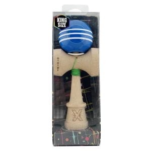 "kendama flippy x original", profesională, rulment metalic, ața 62/65 cm, ultra aderent, cupe mari, king size 7.5 х 6 х 18 cm, albastru-alb Thumbnail 4