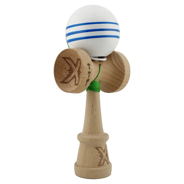 "kendama flippy x original", profesională, rulment metalic, ața 62/65 cm, ultra aderent, cupe mari, king size 7.5 х 6 х 18 cm, alb-albastru 10
