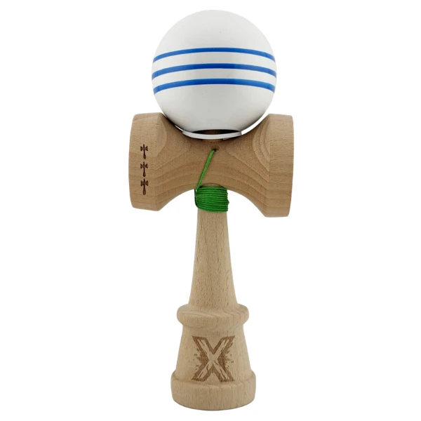 "kendama flippy x original", profesională, rulment metalic, ața 62/65 cm, ultra aderent, cupe mari, king size 7.5 х 6 х 18 cm, alb-albastru 2