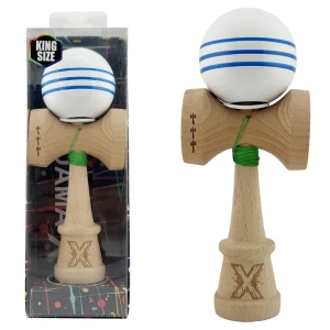 "kendama flippy x original", profesională, rulment metalic, ața 62/65 cm, ultra aderent, cupe mari, king size 7.5 х 6 х 18 cm, alb-albastru Thumbnail 2