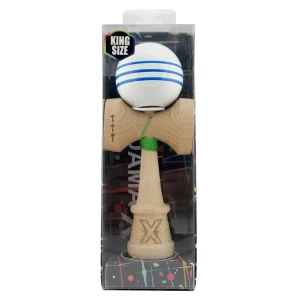 "kendama flippy x original", profesională, rulment metalic, ața 62/65 cm, ultra aderent, cupe mari, king size 7.5 х 6 х 18 cm, alb-albastru Thumbnail 3