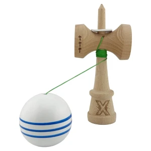 "kendama flippy x original", profesională, rulment metalic, ața 62/65 cm, ultra aderent, cupe mari, king size 7.5 х 6 х 18 cm, alb-albastru Thumbnail 4