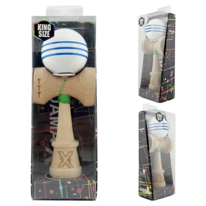 "kendama flippy x original", profesională, rulment metalic, ața 62/65 cm, ultra aderent, cupe mari, king size 7.5 х 6 х 18 cm, alb-albastru Thumbnail 11