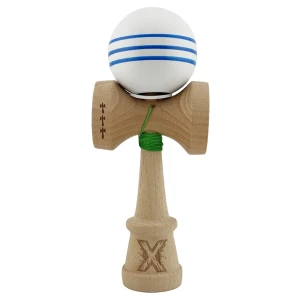 "kendama flippy x original", profesională, rulment metalic, ața 62/65 cm, ultra aderent, cupe mari, king size 7.5 х 6 х 18 cm, alb-albastru Thumbnail 2