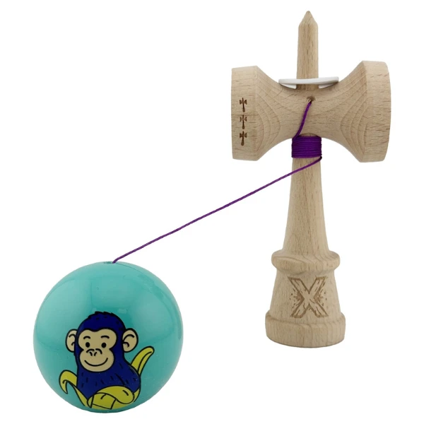 «kendama super sticky x original», rulment metalic, ața 62/65 cm, king size 7.5 x 6 x 18 cm, „maimuță", turcoaz 4