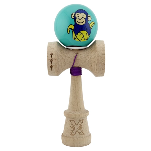 «kendama super sticky x original», rulment metalic, ața 62/65 cm, king size 7.5 x 6 x 18 cm, „maimuță", turcoaz 2