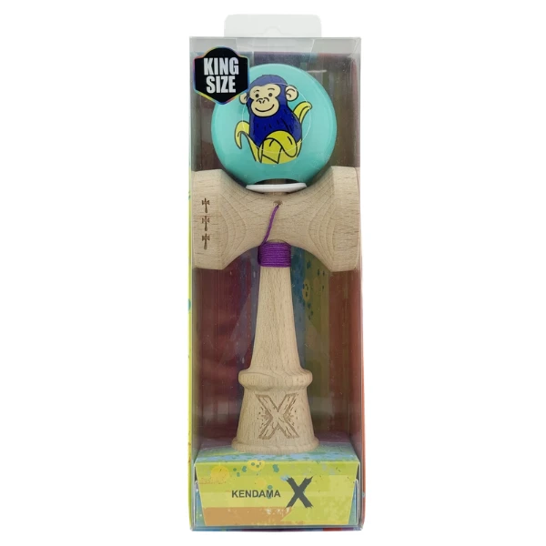 «kendama super sticky x original», rulment metalic, ața 62/65 cm, king size 7.5 x 6 x 18 cm, „maimuță", turcoaz 3
