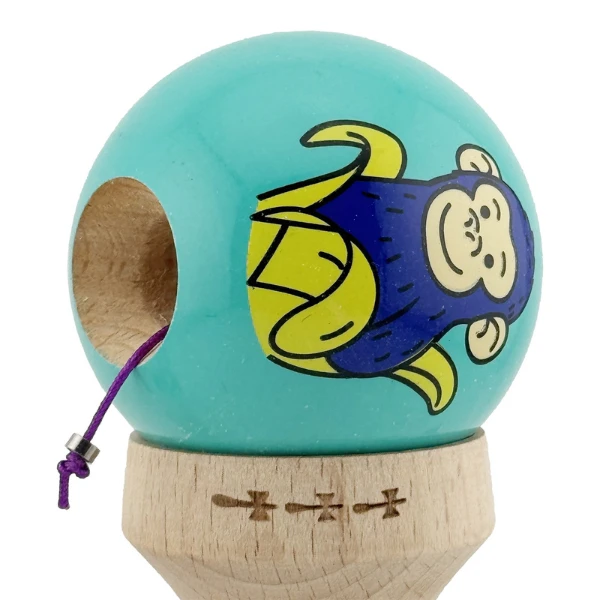«kendama super sticky x original», rulment metalic, ața 62/65 cm, king size 7.5 x 6 x 18 cm, „maimuță", turcoaz 6