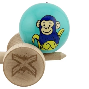«kendama super sticky x original», rulment metalic, ața 62/65 cm, king size 7.5 x 6 x 18 cm, „maimuță", turcoaz Thumbnail 7