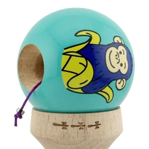 «kendama super sticky x original», rulment metalic, ața 62/65 cm, king size 7.5 x 6 x 18 cm, „maimuță", turcoaz Thumbnail 6