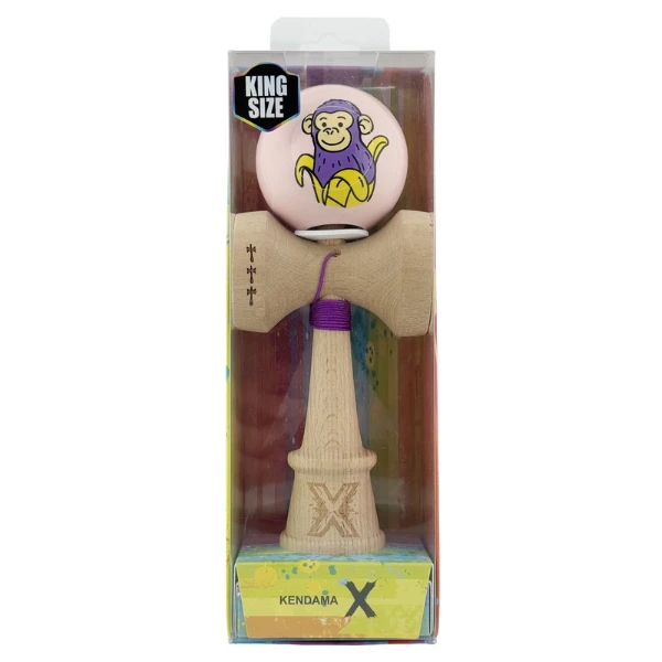«kendama super sticky x original», rulment metalic, ața 62/65 cm, king size 7.5 x 6 x 18 cm, „maimuță", roz 3