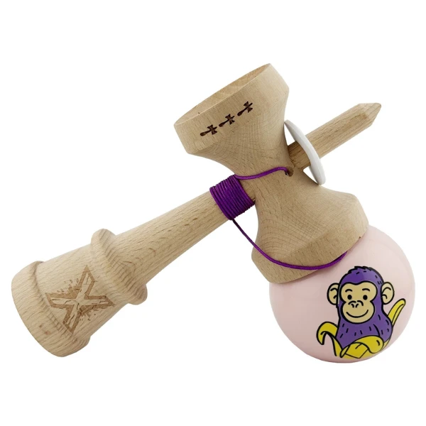 «kendama super sticky x original», rulment metalic, ața 62/65 cm, king size 7.5 x 6 x 18 cm, „maimuță", roz 4