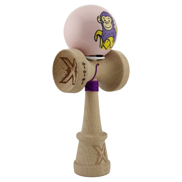 «kendama super sticky x original», rulment metalic, ața 62/65 cm, king size 7.5 x 6 x 18 cm, „maimuță", roz 11