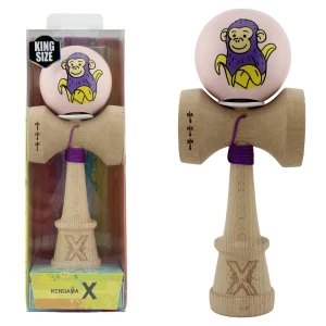 «kendama super sticky x original», rulment metalic, ața 62/65 cm, king size 7.5 x 6 x 18 cm, „maimuță", roz Thumbnail 2