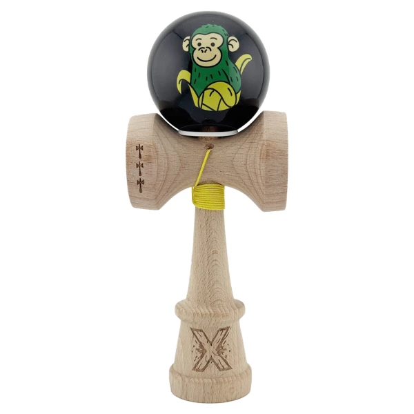 «kendama super sticky x original», rulment metalic, ața 62/65 cm, king size 7.5 x 6 x 18 cm, „maimuță", negru 2