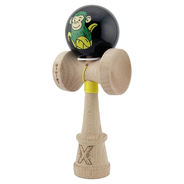 «kendama super sticky x original», rulment metalic, ața 62/65 cm, king size 7.5 x 6 x 18 cm, „maimuță", negru 4
