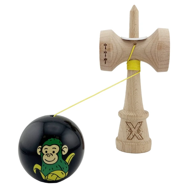 «kendama super sticky x original», rulment metalic, ața 62/65 cm, king size 7.5 x 6 x 18 cm, „maimuță", negru 6