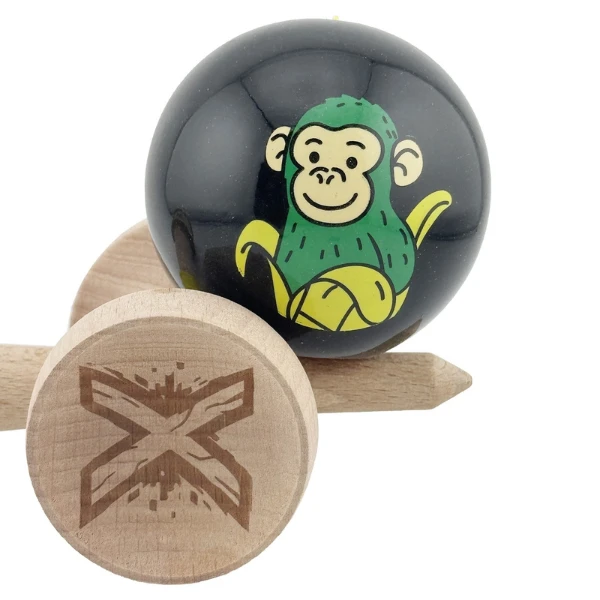 «kendama super sticky x original», rulment metalic, ața 62/65 cm, king size 7.5 x 6 x 18 cm, „maimuță", negru 8