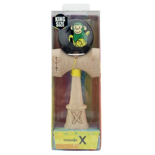 «kendama super sticky x original», rulment metalic, ața 62/65 cm, king size 7.5 x 6 x 18 cm, „maimuță", negru 3