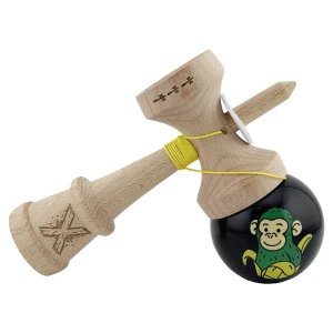 «kendama super sticky x original», rulment metalic, ața 62/65 cm, king size 7.5 x 6 x 18 cm, „maimuță", negru Thumbnail 9