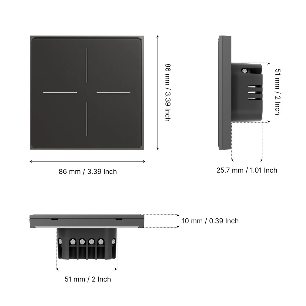 Умный кнопочный выключатель moes zigbee star feather 2 канала (нейтральный провод), серый 2