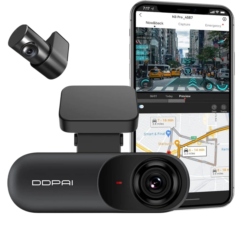 Set dash cam față și spate ddpai n3 pro gps + rear cam rc1, negru 4