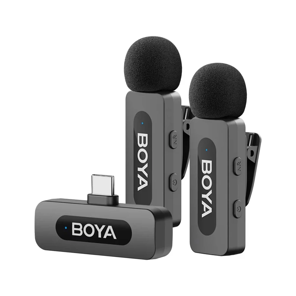 Беспроводная микрофонная система boya ultracompact 2.4ghz с двумя каналами (by-v30), разъем type-c, черный 3
