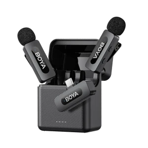 Boya ultracompact 2.4ghz dual-channel wireless microphone system (by-v30), type-c jack, black