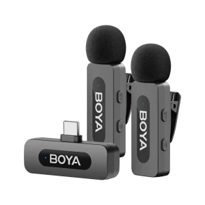 Беспроводная микрофонная система boya ultracompact 2.4ghz с двумя каналами (by-v30), разъем type-c, черный Thumbnail 3