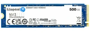 M.2 nvme ssd 500gb kingston nv3, interface: pcie4.0 x4 / nvme1.3, m2 type 2280 form factor, sequential reads 5000 mb/s, sequential writes 3000 mb/s, s Thumbnail 3