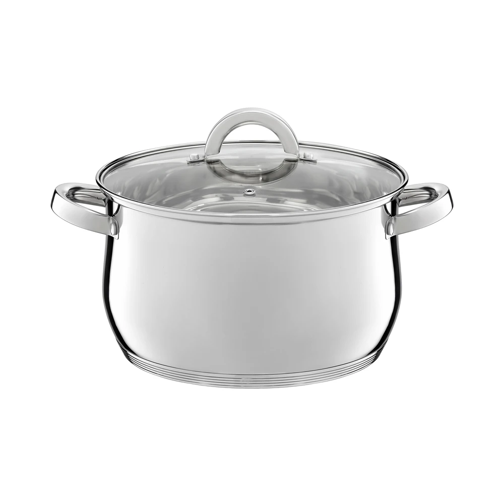 Ambition, cookware set 8 pcs with lid, berry, stainless steel, tempered glass 2